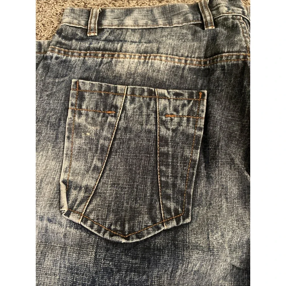 Twenty Two oz Jeans Mens 36x34 Blue Tie Dye Distressed Moto Hip Hop Rock Skater